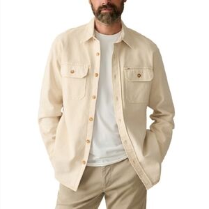 Faherty Sunwashed Organic Cotton CPO Shirt Jacket Sea Salt Mens XL
